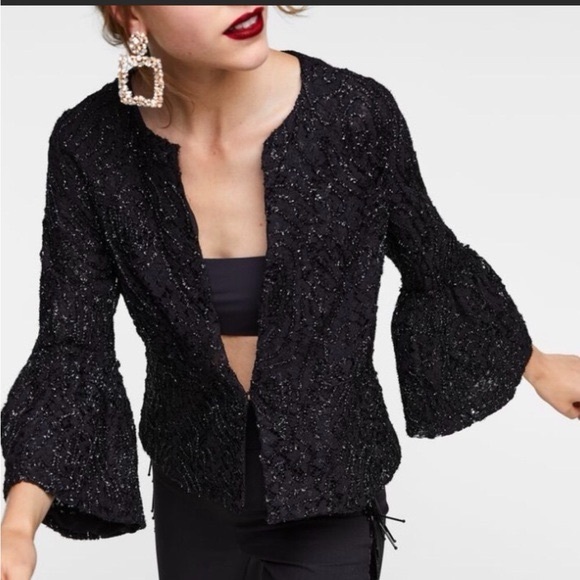 Zara Beaded Lace Blazer Jacket - Picture 2 of 8